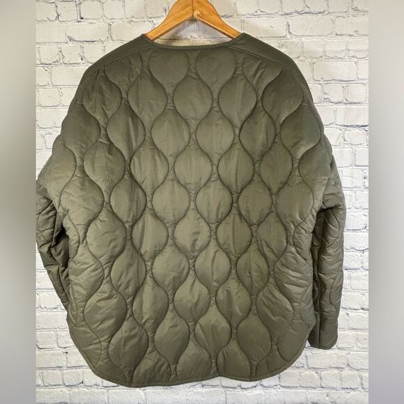 Offline by Aerie Military Green Cottagecore Casual Quilted Bomber Chore Jacket L - Picture 4 of 13